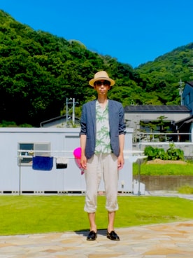 「tk.TAKEO KIKUCHI（ティーケータケオキクチ）のアイテム（テーラードジャケット）」を使った、kakky0912さん（メンズ・180cm）の夏コーディネート