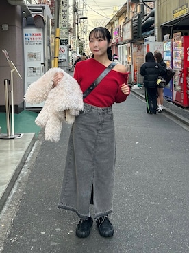 「アイテム（デニムスカート）」を使った、にきちささん（レディース・158cm）の秋コーディネート