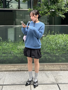 「DRESKIP（ドレスキップ）の【S-LL/ゆったり】ふわふわシャギー 大人レディなニット（ニット/セーター）」を使った、にきちささん（レディース・158cm）の秋コーディネート