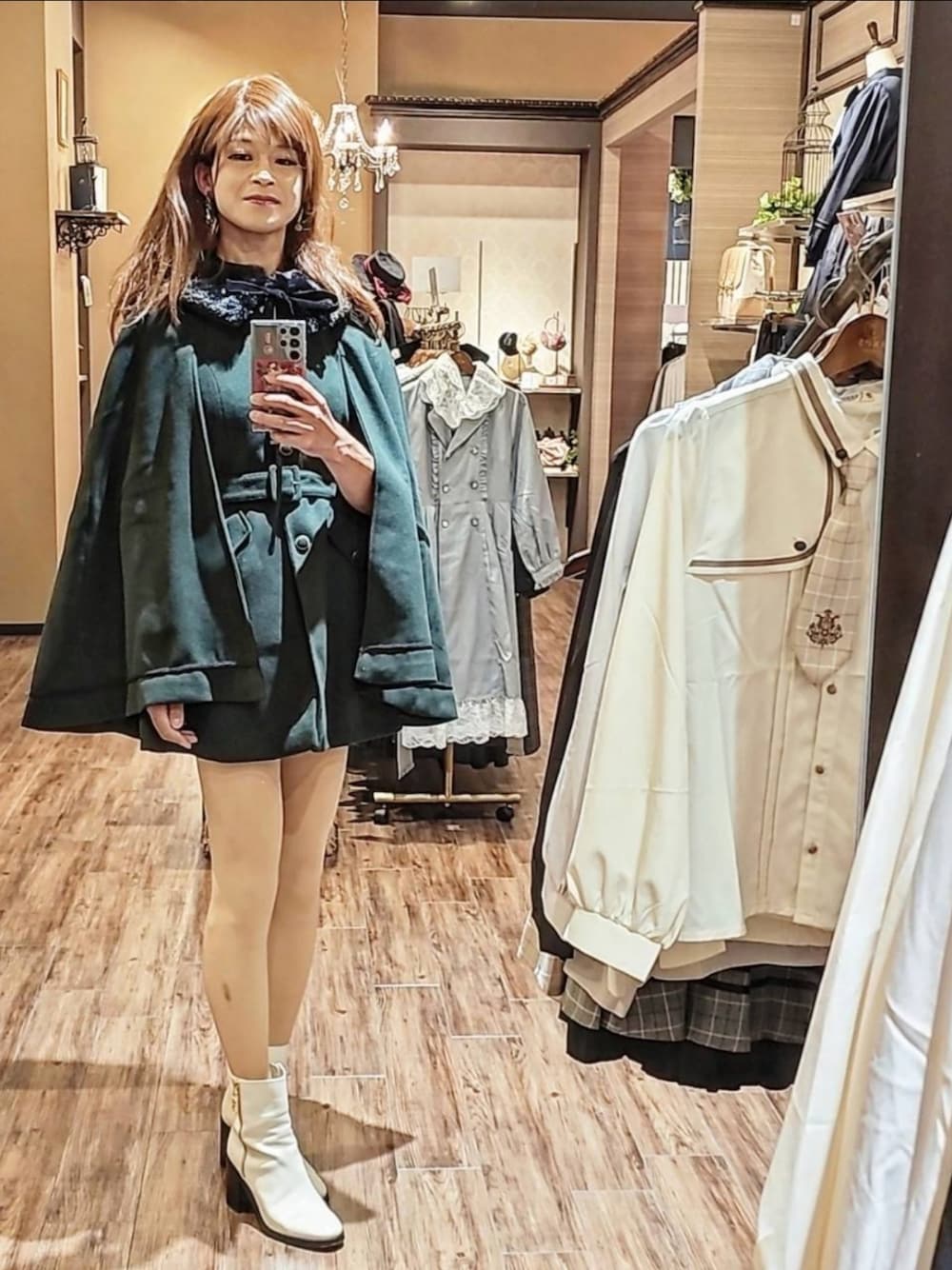 「秋コーデ、オトナ女子、お洒落さんとつながりたい、大人コーデ、お出かけコーデ、デートコーデ、高身長コーデ」｜「axes femmeのウールライクフレア袖コート（ピーコート、ブラック系）」を使った、🩵怜奈🩷さん（骨格ストレート・レディース・179cm）の秋コーディネートの1枚目の写真