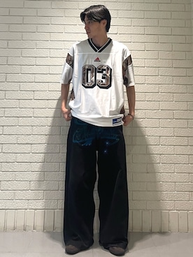 「アイテム（スニーカー、ブラウン系）」を使った、KFさん（メンズ・175cm）の夏コーディネート