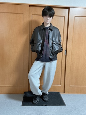 「アイテム（スウェットパンツ）」を使った、いのこさん（メンズ・174cm）の秋コーディネート