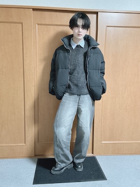「おでかけコーデ」｜「アイテム（ダウンジャケット/コート）」を使った、いのこさん（メンズ・174cm）の冬コーディネート