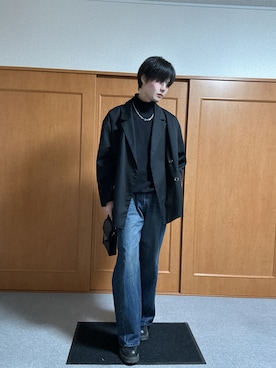 「アイテム（イヤーカフ）」を使った、いのこさん（メンズ・174cm）の冬コーディネート