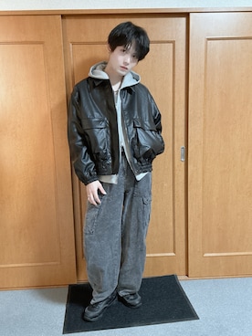 「アイテム（イヤーカフ）」を使った、いのこさん（メンズ・174cm）の秋コーディネート