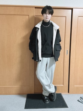 「ADRER（アドラー）の【ADRER】surgical stainless necklace / サージカルステンレスネックレス（ネックレス）」を使った、いのこさん（メンズ・174cm）の冬コーディネート