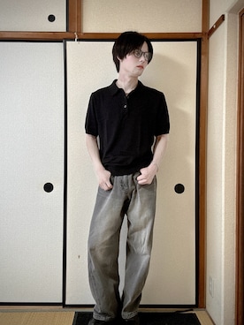 「UNIQLO（ユニクロ）のアイテム（ポロシャツ、ブラック系）」を使った、いのこさん（メンズ・174cm）の夏コーディネート
