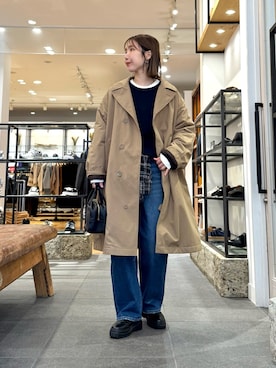 「アイテム（ステンカラーコート）」を使った、oyuさん（レディース・158cm）の秋コーディネート