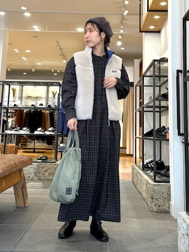 「アイテム（ニットキャップ/ビーニー）」を使った、おゆさん（レディース・158cm）の秋コーディネート