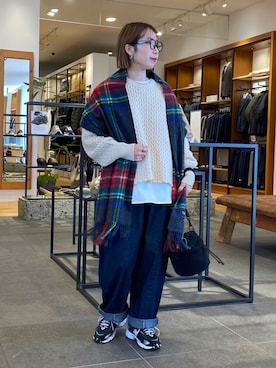 「アイテム（ストール/ショール）」を使った、oyuさん（レディース・158cm）の冬コーディネート