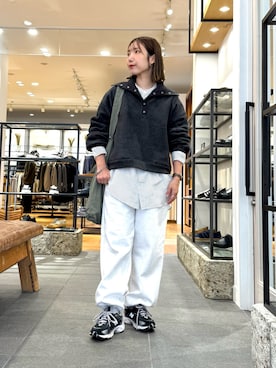 「FORK&SPOON（フォークアンドスプーン）のFORK&SPOON　バンドカラーダブルクロスシャツ（シャツ/ブラウス）」を使った、oyuさん（レディース・158cm）の秋コーディネート