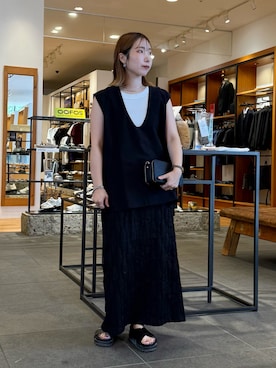 「大人カジュアルコーデ」｜「アイテム（サンダル）」を使った、おかもさん（レディース・158cm）の夏コーディネート
