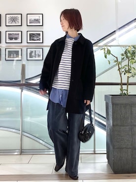 「doors」｜「アイテム（ステンカラーコート）」を使った、yamaさん（レディース・162cm）の冬コーディネート