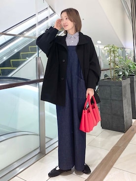「アイテム（その他アウター、ブラック系）」を使った、yamaさん（レディース・162cm）の秋コーディネート
