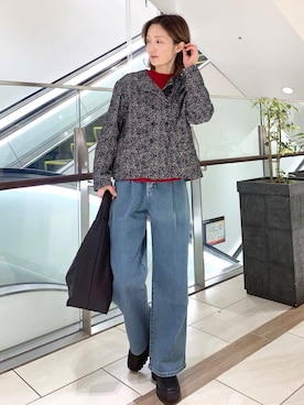 「doors」｜「アイテム（ノーカラージャケット）」を使った、yamaさん（レディース・162cm）の冬コーディネート