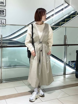 「Gramicci（グラミチ）のアイテム（オールインワン・サロペット）」を使った、yamaさん（レディース・162cm）の冬コーディネート