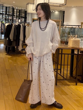 「かぐれ（カグレ）のリネンボイルワイドプルオーバー（シャツ/ブラウス、ピンク系）」を使った、yamaさん（レディース・162cm）の春コーディネート