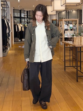 「Barbour（バブアー）のBarbour　ICONS TRANSPORT CASUAL JACKET（その他アウター、グリーン系）」を使った、yamaさん（レディース・162cm）の春コーディネート