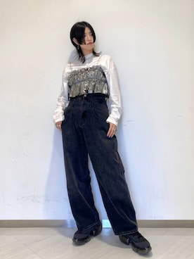 「アイテム（その他トップス、シルバー系）」を使った、のぐさん（レディース・165cm）の秋コーディネート