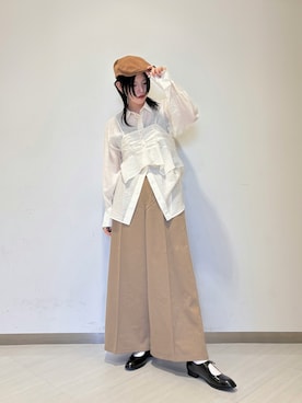 「アイテム（ハンチング/ベレー帽）」を使った、のぐさん（骨格ストレート・レディース・165cm）の秋コーディネート
