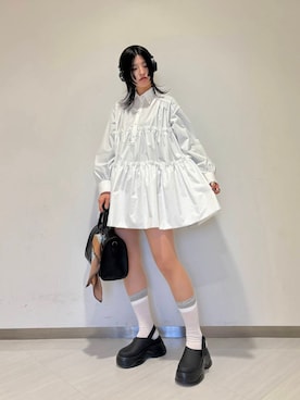 「KBF（ケイビーエフ）のサボベルトサンダル（サンダル）」を使った、のぐさん（レディース・165cm）の冬コーディネート