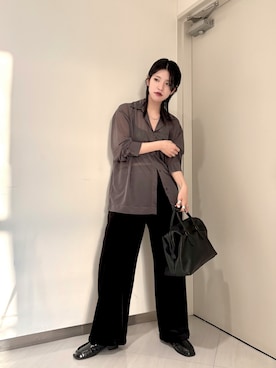 「シアーシャツ」｜のぐさん（骨格ストレート・レディース・165cm）の秋コーディネート