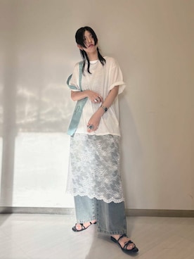「アイテム（ワンピース）」を使った、のぐさん（レディース・165cm）の夏コーディネート