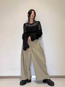 「KBF（ケイビーエフ）のサボベルトサンダル（サンダル）」を使った、のぐさん（レディース・165cm）の冬コーディネート