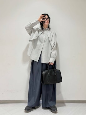 「KBF（ケイビーエフ）のWIDEワイドパンツ（その他パンツ）」を使った、のぐさん（レディース・165cm）の冬コーディネート