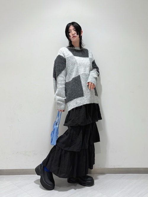 ニット セーター Block Check Pattern Knit レディース KBF ニット セーター ブロックチェックニット レディース