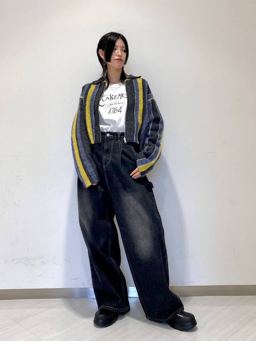 stein ストライプカーディガン ssstein EX FINE LAMBS KNIT CARDIGAN・MIDNIGHT - tity