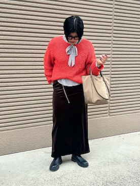 「アイテム（ニット/セーター）」を使った、モエカさん（レディース・165cm）の秋コーディネート