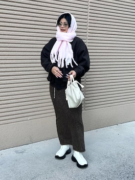 「アイテム（スカート）」を使った、モエカさん（レディース・165cm）の冬コーディネート