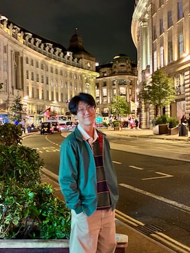 「アイテム（ブルゾン、グリーン系）」を使った、まさきさん（メンズ・176cm）の夏コーディネート