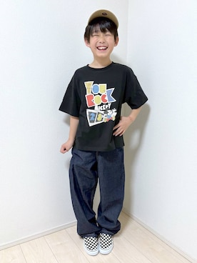 「GLOBAL WORK（グローバルワーク）のバレルイージーパンツ/629875（その他パンツ、ブルー系）」を使った、mahimahi0220さん（レディース）の春コーディネート