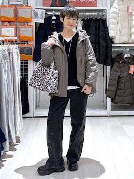 「GLOBAL WORK（グローバルワーク）のエアリュクスダウンフードブルゾン/495695（ダウンジャケット/コート）」を使った、mahimahi0220さん（レディース・159cm）の秋コーディネート