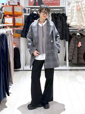 「体型カバー」｜「アイテム（チェスターコート）」を使った、mahimahi0220さん（レディース・159cm）の冬コーディネート