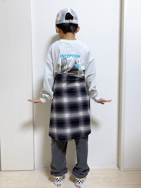 「アイテム（カーゴパンツ）」を使った、mahimahi0220さん（キッズ・130cm）の秋コーディネート