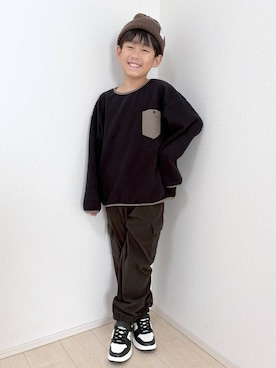 「アイテム（カーゴパンツ）」を使った、mahimahi0220さん（キッズ・131cm）の冬コーディネート