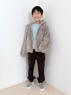 「アイテム（カーゴパンツ）」を使った、mahimahi0220さん（キッズ・131cm）の冬コーディネート
