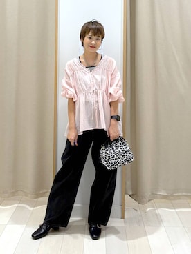 「GLOBAL WORK（グローバルワーク）のGOODデニムバギーパンツ/498388（デニムパンツ）」を使った、mahimahi0220さん（レディース・159cm）の夏コーディネート