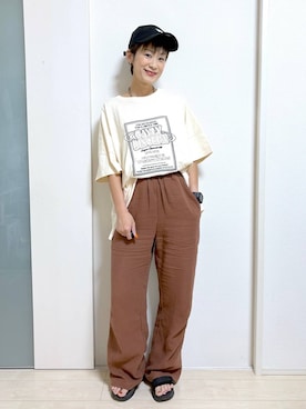 「GLOBAL WORK（グローバルワーク）のアイテム（帽子）」を使った、mahimahi0220さん（レディース・159cm）の夏コーディネート