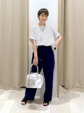 「アイテム（ボストンバッグ、グレー系）」を使った、mahimahi0220さん（レディース・159cm）の夏コーディネート