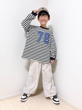 「アイテム（カーゴパンツ）」を使った、mahimahi0220さん（キッズ・130cm）の秋コーディネート