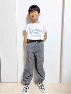 「アイテム（カーゴパンツ）」を使った、mahimahi0220さん（キッズ・129cm）の夏コーディネート