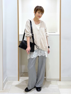 「GLOBAL WORK（グローバルワーク）のスッキリイージーパンツ/629832（その他パンツ、グレー系）」を使った、mahimahi0220さん（レディース）の春コーディネート