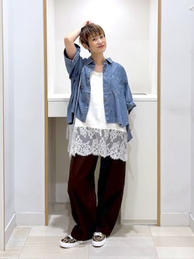 「GLOBAL WORK（グローバルワーク）のGOODチノベイカーパンツ/638528（その他パンツ、ブラウン系）」を使った、mahimahi0220さん（レディース）の春コーディネート