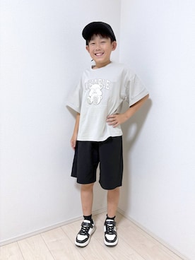 「GLOBAL WORK（グローバルワーク）のエアかるショーツ/618881（その他パンツ、ブラック系）」を使った、mahimahi0220さん（レディース）の夏コーディネート