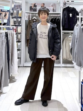 「GLOBAL WORK（グローバルワーク）のエアリュクスダウンフードブルゾン/495695（ダウンジャケット/コート）」を使った、mahimahi0220さん（レディース・159cm）の秋コーディネート