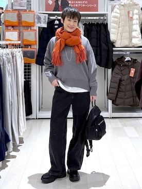 「GLOBAL WORK（グローバルワーク）のアイテム（マフラー）」を使った、mahimahi0220さん（レディース・159cm）の冬コーディネート